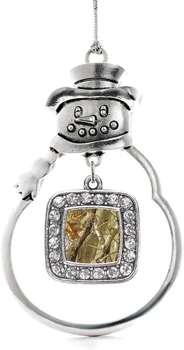 Miniatura 42 de Inspired Silver - Adorno de rodillo de reina - Adorno cuadrado de plata con muñeco de nieve con joyas de circonita cúbica