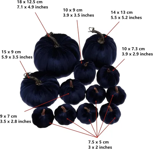 Miniatura 4 de Gresorth 12 calabazas artificiales grandes de terciopelo para Halloween, hechas a mano, decoración de centro de mesa de cosecha de otoño