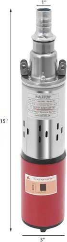 Miniatura 3 de Bomba sumergible de pozo profundo, bomba de agua de acero inoxidable de 12 V 180 W CC, flujo de 6.6 GPM, elevación de 82 pies, para riego de ranchos