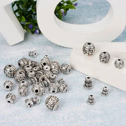 Miniatura 6 de Craftdady Cuentas de gurú tibetano de plata de 3 maneras para hacer collares y joyas