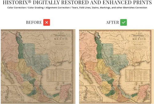 Miniatura 3 de HISTORIX Vintage 1846 Mapa de Estados Unidos de México, arte histórico de pared de 18 x 24 pulgadas, mapa antiguo de los Estados de México