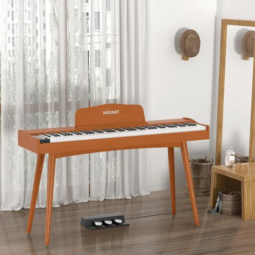 Miniatura 8 de HEXANT - Teclado piano digital con 88 teclas, teclado pesado con martillo de madera, tamaño completo, piano eléctrico con 3 pedales, conexión MIDI