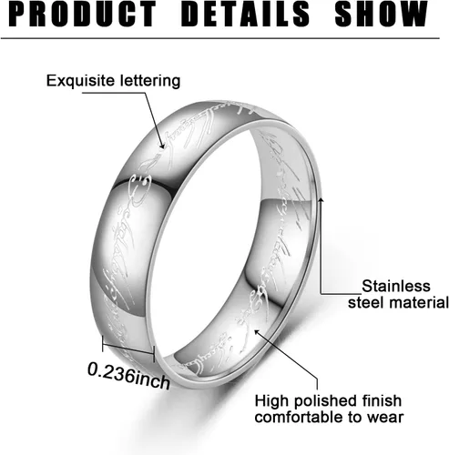 Miniatura 2 de Godyce Tungsten Rings for Men One Ring Lord of Rings Gifts Fidget Ring Spinner Rings Wedding Bands for Him Memorial Day Anime Cosplay Costume Ring