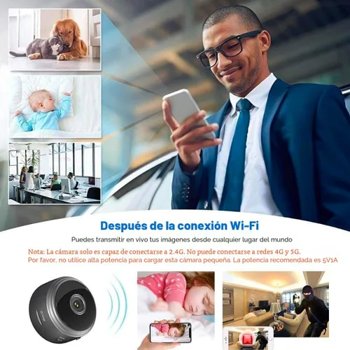 Miniatura 2 de Cámara de seguridad mini Enzemit, cámara A9 mini, cámara WiFi 1080P HD para interiores y exteriores para bebé/mascota/niñera, cámara IP