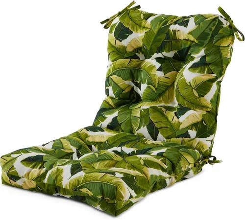 Miniatura 53 de Cojines para silla de exterior con bisagras, diseño de una sola pieza, cojín reversible para asiento y respaldo de patio con lazos, tela