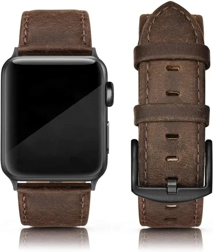 Miniatura 16 de EDIMENS Correas de cuero compatibles con Apple Watch de 1.81 pulgadas, 1.77 pulgadas, 1.73 pulgadas, 1.65 pulgadas (serie 1, 2, 3) para hombres