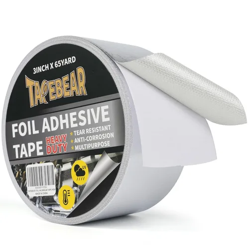 TAPEBEAR Cinta de Escudo Térmico de Fibra de Vidrio Aluminizada Cinta Fresca 3 pulgadas x 65 yardas, Cinta de Barrera Térmica Reflectante
