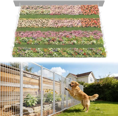 Miniatura 38 de FXW - Valla de jardín metálica y resistente para exteriores, barrera para perros y conejos, fácil instalación, negro, 24 pulgadas de alto x 29.6