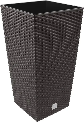 Miniatura 9 de Prosper Plast - Maceta de plástico de ratán alto, color antracita, 15.7 in x 15.7 in x 29.5 in (largo x ancho), capacidad de 91.5 L, adecuada