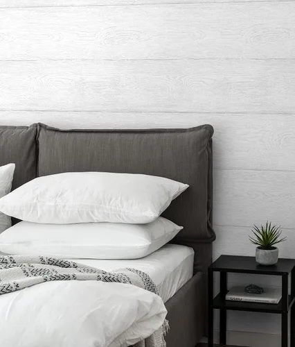 Miniatura 6 de NextWall Papel tapiz de imitación de madera con estampado de serigrafía (gris perla)