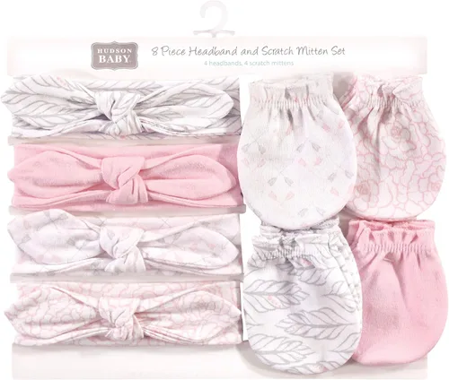 Miniatura 48 de Hudson Baby Conjunto de diadema de algodón y manoplas para rascar para bebé