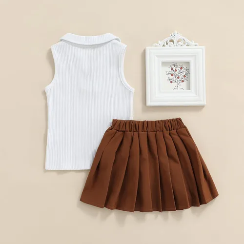 Miniatura 188 de TheFound Trajes de verano para niñas pequeñas, sin mangas, de punto acanalado, halter, pantalones cortos, ropa para recién nacidos, conjunto de 3