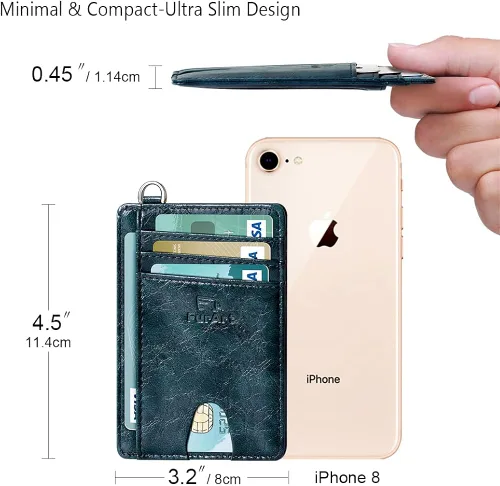 Miniatura 7 de FurArt - Cartera minimalista delgada con bolsillo frontal, bloqueo de identificación de radiofrecuencia (RFID), tarjetero, para hombres y mujeres