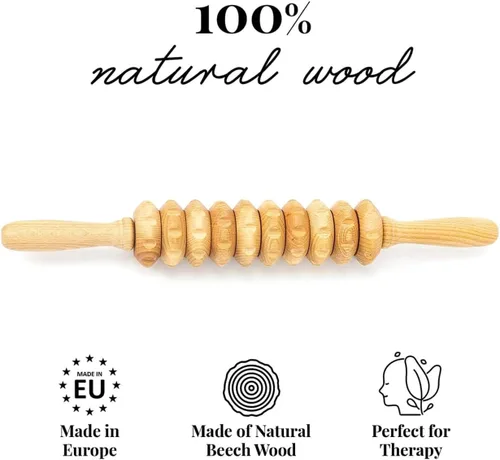 Miniatura 2 de Tuuli Accesorios - Rodillo de masaje de madera, rodillo corporal multifuncional para celulitis, tensión muscular y apoyo a la salud de la piel