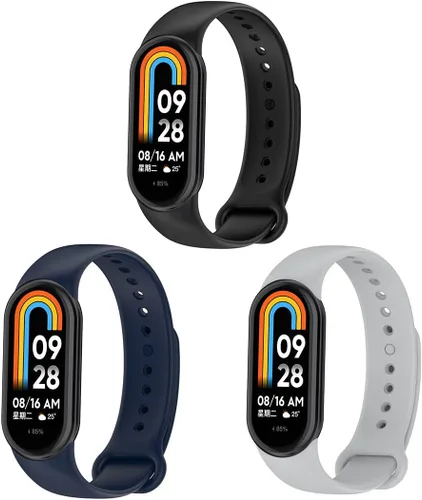 Miniatura 10 de KOMI Correa de reloj compatible con Xiaomi Mi Band 8, correa de repuesto de silicona suave deportiva ajustable para mujeres y hombres 11 paquete