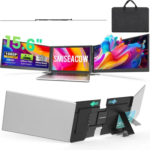 Miniatura 10 de Extensor de pantalla para laptop, monitor portátil ultrafino de 15.3 pulgadas FHD 1200P 16:10 para laptop, extensor ligero de monitor dual Plug &