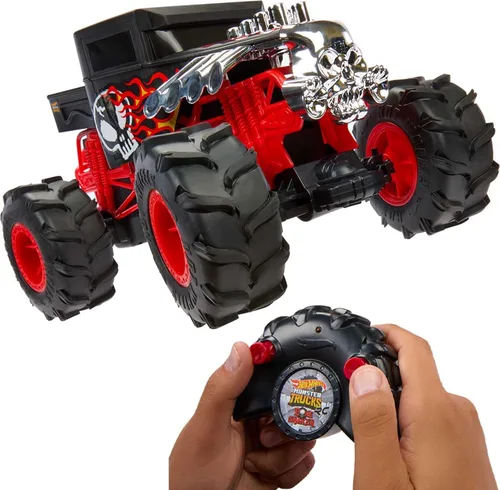 Miniatura 8 de Hot Wheels RC Monster Trucks HW Demo Derby en escala 1:15, camión de juguete con control remoto con neumáticos de acción de terreno