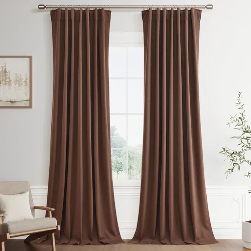 Miniatura 51 de Joywell 2 cortinas opacas 100%, lino, beige natural, trabillas traseras/cinta con ganchos, aislantes, de dormitorio, comedor, sala, puerta corrediza