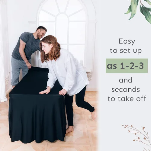 Miniatura 6 de Falda de mesa para mesas rectangulares de 6 pies – Fundas de mesa de elastano para mesa estándar de 6 pies – Mantel elástico ajustable de una pieza