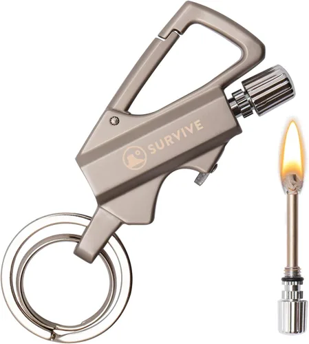 Miniatura 9 de SURVIVE Llavero de abrebotellas con encendido permanente de metal, encendido reutilizable para iniciar fuego de supervivencia, kit de emergencia