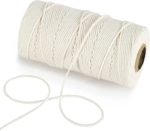 Tenn Well Cordel de algodón para carniceros, 328 pies de 0.059 in, apto para alimentos, cuerda de cocina para cocinar, atar, asar, asar