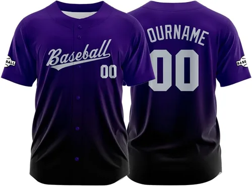 Miniatura 14 de Camiseta de béisbol con degradado personalizado, nombre, número y logotipo personalizados para hombres, mujeres y niños