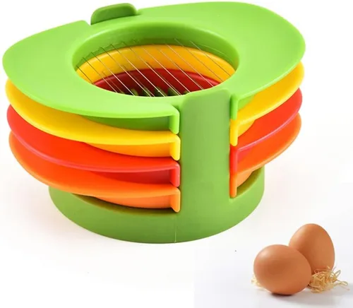 Miniatura 6 de Hemoton Cortador de huevos de acero inoxidable 4 en 1, cortador de huevos de fresa, resistente y resistente, cortador de frutas y fresas