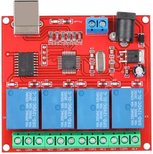 Miniatura 8 de Diyeeni Módulo de relé de interruptor de control USB de 4 canales de 12 V, controlador de interruptor de placa de relé, placa de expansión