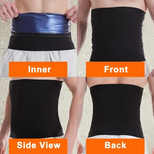 Miniatura 3 de Entrenador de cintura para hombres, reductor de cintura de sudor para sauna, cinturón de adelgazamiento para sauna, ejercicio, equipo de gimnasio