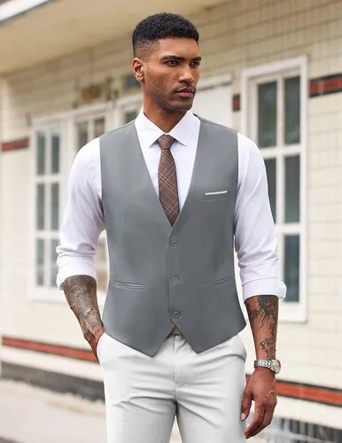 Miniatura 3 de COOFANDY Chaleco de traje formal para hombre, ajustado, casual, para negocios, chaleco