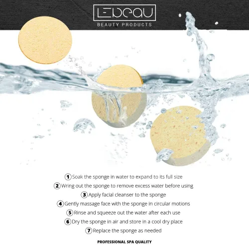 Miniatura 7 de LeBeau Esponjas faciales comprimidas, esponjas faciales para limpieza, esponja facial de celulosa 100% natural, esponja facial profesional