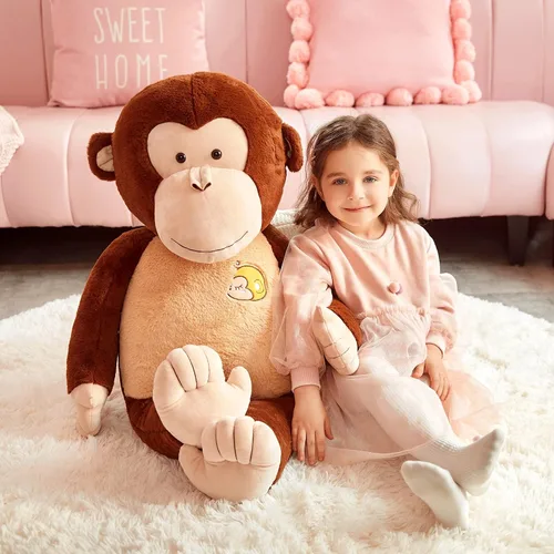 Miniatura 6 de IKASA - Mono gigante de peluche, juguete de animal de peluche suave para niños (Marrón, 30 pulgadas)
