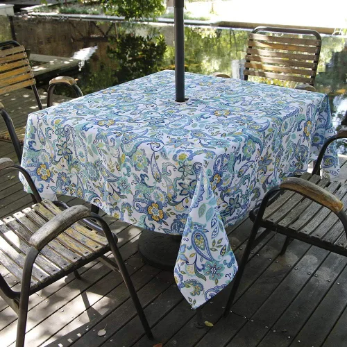 Miniatura 26 de Hipinger Vinyl Round Fitted Tablecloth with Zipper and Umbrella Hole, Outdoor Oil Waterproof Stain Resisteant PVC Table Cover 40-44 Inch, Black