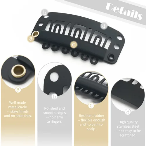 Miniatura 23 de Dreamlover - Clips para extensiones de cabello, clips para peluca con 9 dientes, 30 piezas Beige
