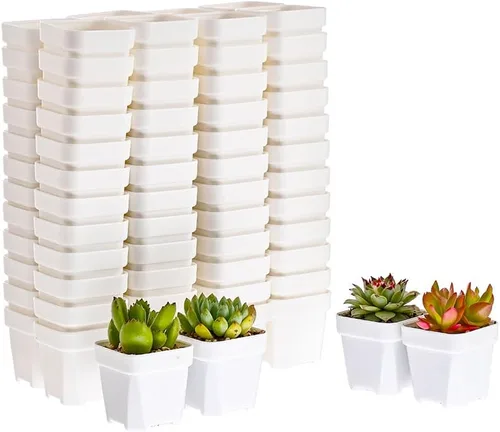 Miniatura 11 de Paquete de 200 macetas cuadradas de plástico negro de 1.95 pulgadas para vivero y plántulas, mini maceta de trasplante con orificio de drenaje