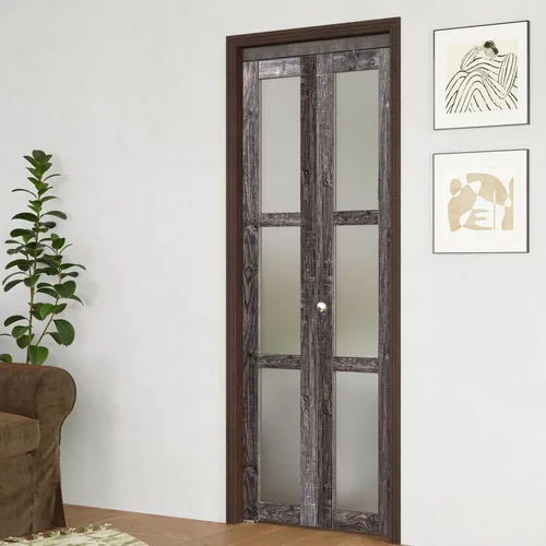 Miniatura 9 de BARNER HOME Puerta plegable, puerta de armario de cristal transparente de 3 lites, para apertura de 48 x 80 pulgadas, puertas plegables con kits
