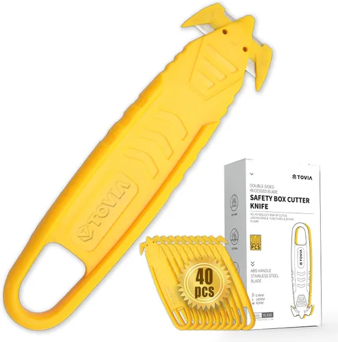 Miniatura 9 de T TOVIA SK2 - Cortador de caja de seguridad, abridor de paquetes de hoja oculta de acero inoxidable con divisor de cinta para cajas de cartón