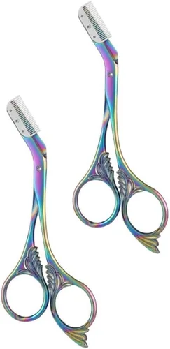 Miniatura 8 de Tijeras de corte de cejas con peine, tijeras de cejas 2 en 1 para mujeres, cortador de cejas de precisión de acero inoxidable, herramienta de Negro