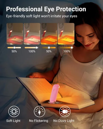Miniatura 2 de DEWENWILS Luz de lectura de libros, recargable por USB, para leer en la cama, luces LED con clip para niños, ratones de biblioteca, bloqueo de luz