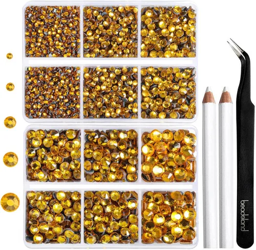Miniatura 30 de 6736 piezas de diamantes de imitación Hotfix con parte trasera plana, diamantes de imitación rosa para manualidades y ropa, 5 tamaños mixtos, kit