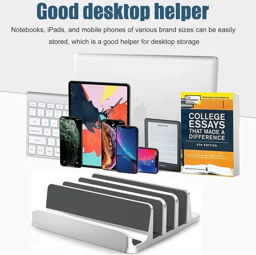 Miniatura 2 de Soporte vertical para laptop [versión actualizada], soporte de escritorio de 3 ranuras con base ajustable, diseño 4 en 1, soporte para computadora
