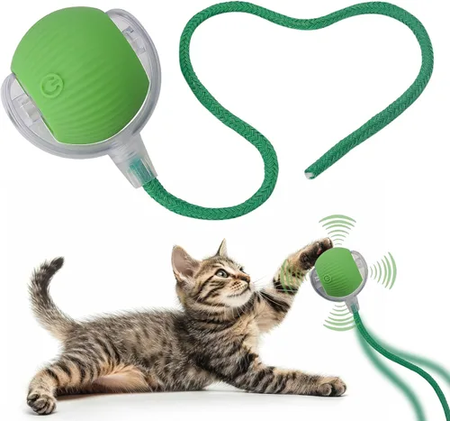 Miniatura 14 de Pelota interactiva de juguete para perros y gatos: pequeño juego para mascotas con luz LED y cola de cuerda para activar el movimiento, lindo regalo