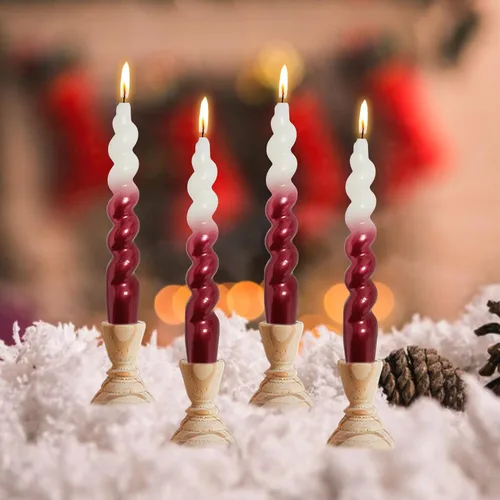 Miniatura 11 de Velas en espiral de Navidad, velas cónicas doradas, 10 pulgadas, sin perfume, para regalo de invierno, vacaciones, Navidad, decoración del hogar