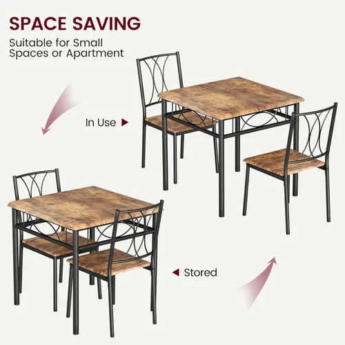 Miniatura 7 de Juego de mesa de comedor para 2, mesa de cocina con 2 sillas, juego de mesa de comedor de cocina de 3 piezas de madera para apartamento, espacio
