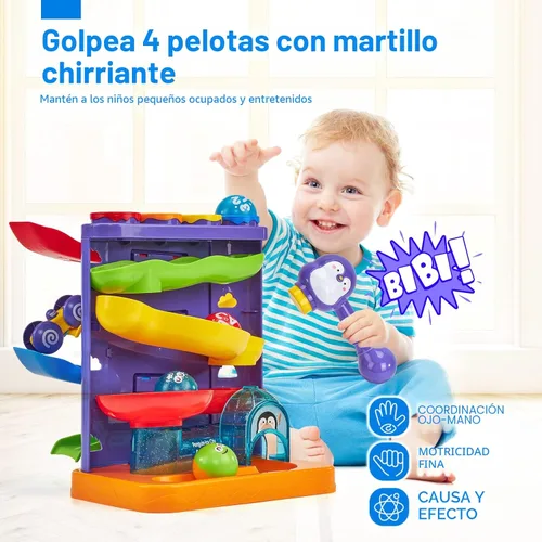 Miniatura 3 de hahaland Juguetes Montessori para niños de 1 año, 2 en 1 libra por bola y rampa de coche Juguetes Montessori para niños de 1 año, juguetes de causa