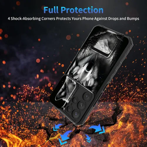 Miniatura 102 de Funda para Samsung Galaxy S22 Ultra 5G, Galaxy S22 Ultra con cubierta de cámara deslizante, funda resistente de doble capa con función atril Black