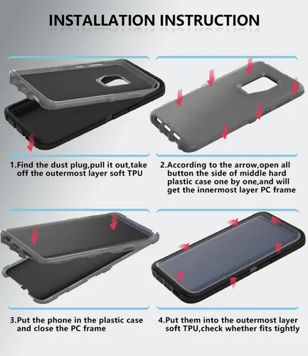 Miniatura 6 de Funda protectora resistente para Samsung Galaxy S9, a prueba de golpes, resistente a las caídas, Galaxy S9 Csae, 5.8 pulgadas (negro/gris)