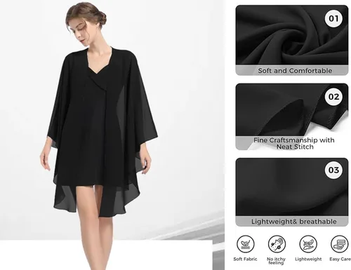 Miniatura 4 de Chales y envolturas de gasa para fiesta de boda, bufanda para mujer, vestido de noche nupcial en vestidos de ocasiones especiales