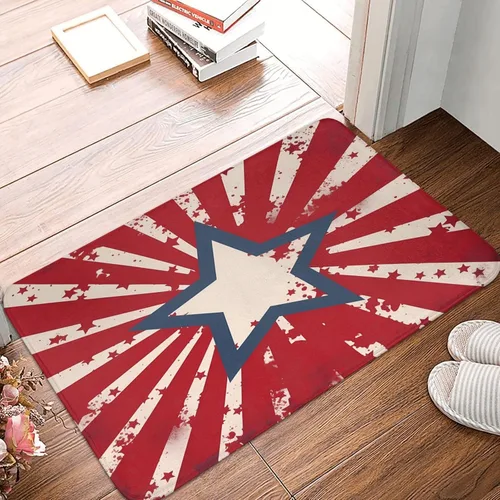Miniatura 2 de Tapete para puerta de bienvenida con bandera estadounidense, alfombra de cocina suave para exteriores, patriótica, lavable, decoración del hogar