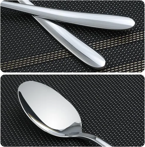 Miniatura 2 de Kekow Cucharas de postre de acero inoxidable de 12 piezas Mango ergonómico suave, acero inoxidable de grado alimenticio, uso para té, café